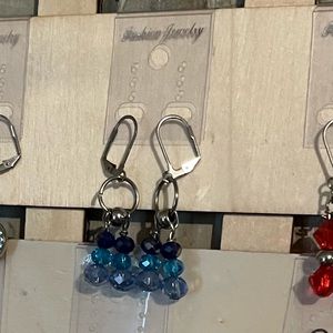 Home made 304 stainless steel and glass beads dangle earrings